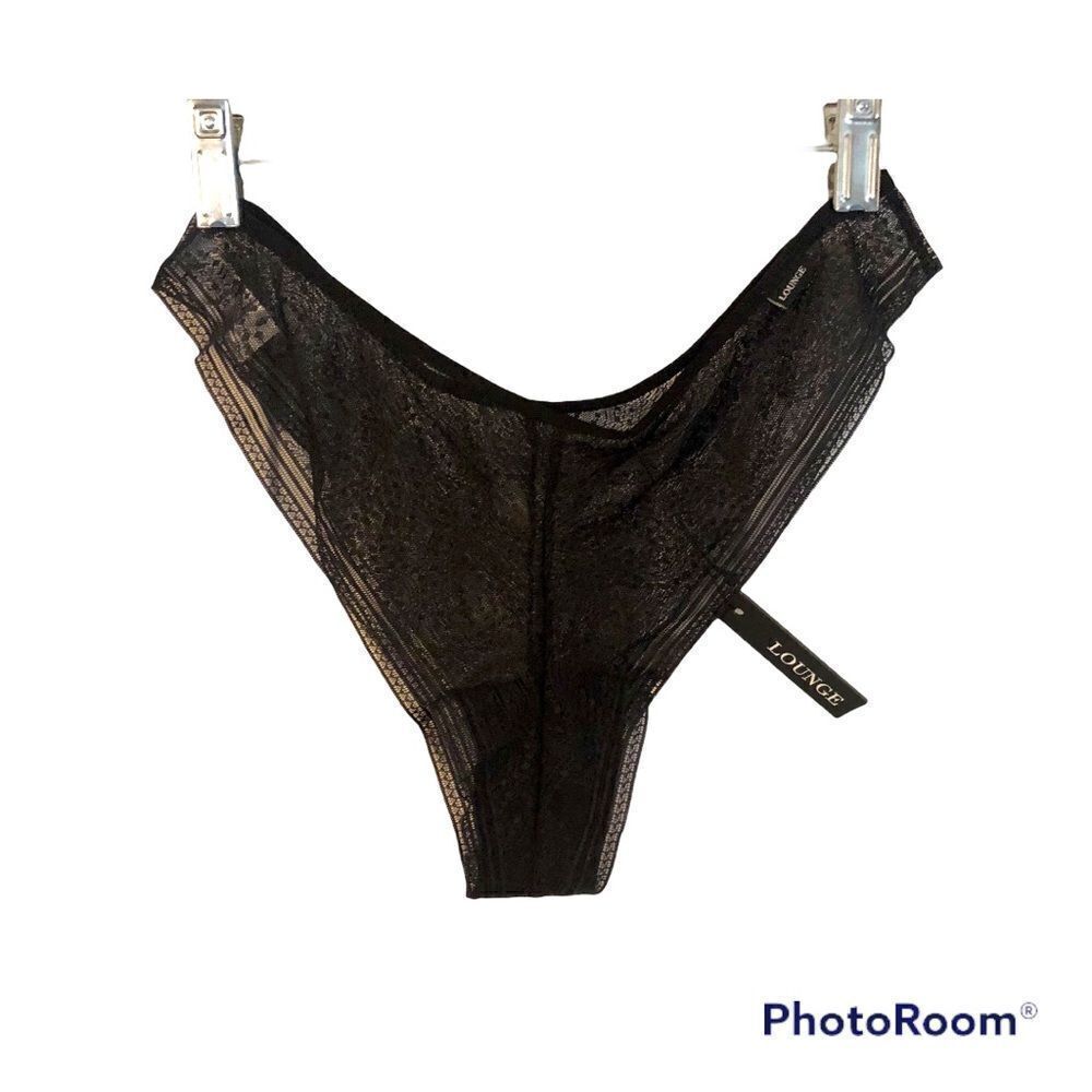 NWT Lace Sexy Black Lounge Thong Panties, Size L
